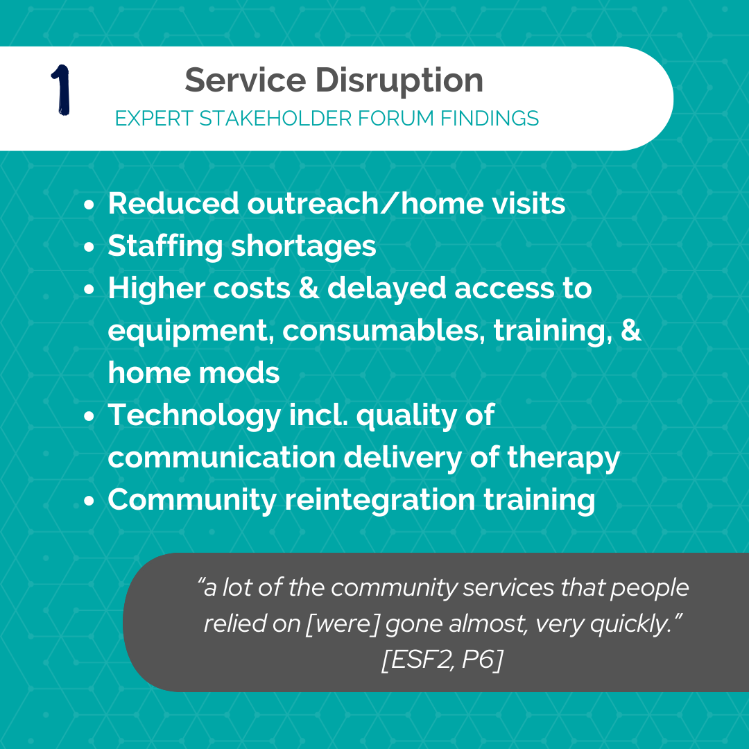 Infographic with the number 1, titled "service disruption" with dot points 