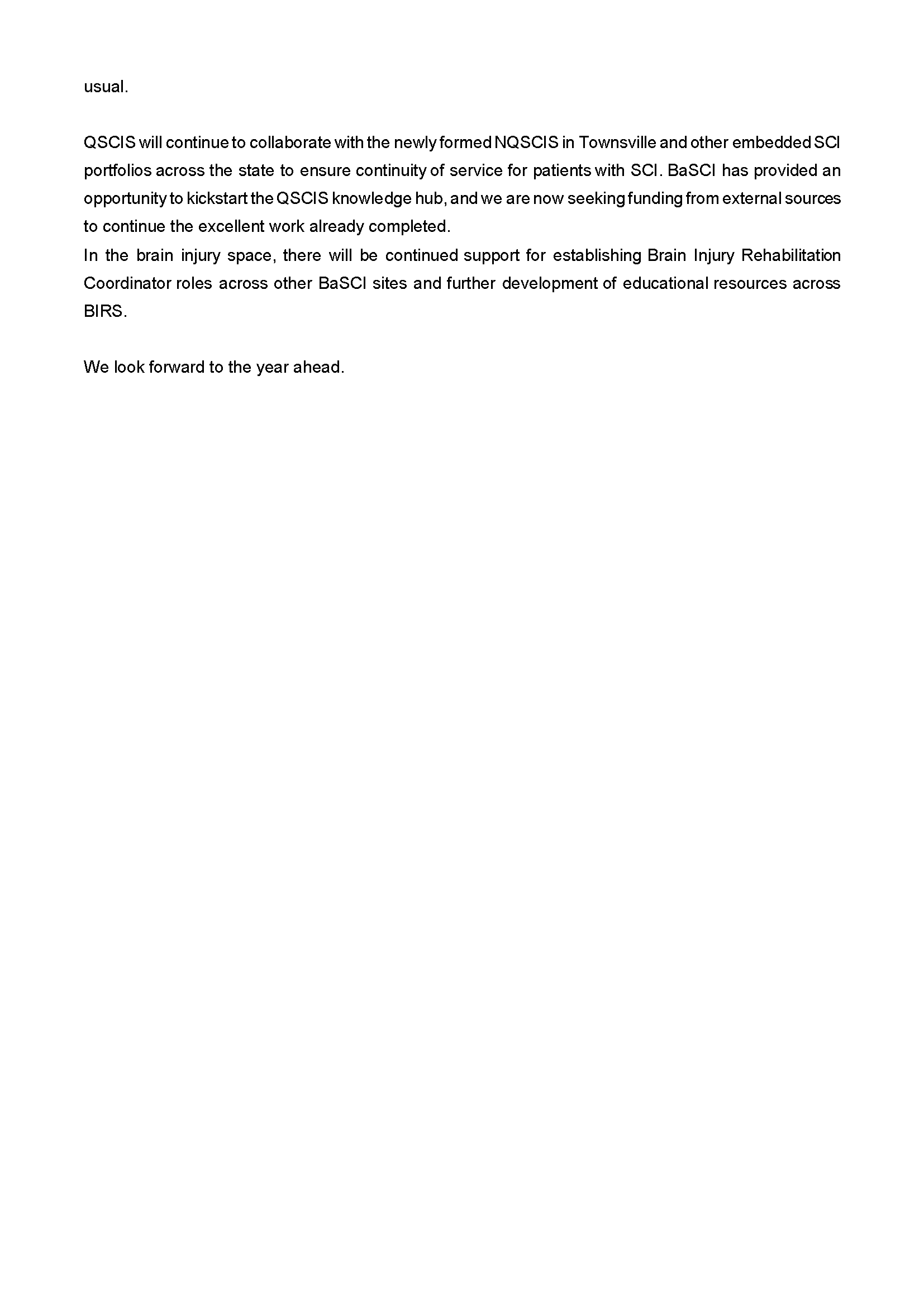 A downloaded image of the Metro South Health Brain and Spinal Cord Injury (BaSCI) Project Newsletter for the end of financial year 2023-2024 (page 11)